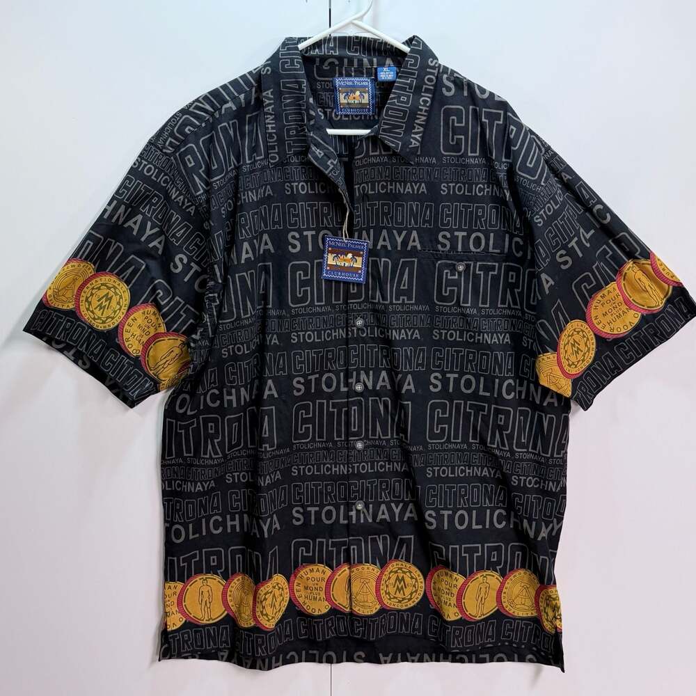 Vintage McNeel Palmer Clubhouse Stolichnaya Citrona Button Down Shirt XL
